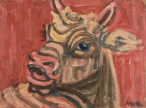 이중섭(1916-1956), 황소, 1950년대, 종이에 유채, 26.5x36.7cm.