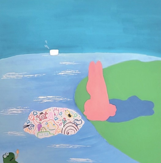 그림자속 내면 45x45cm 장지에 아크릴 2025